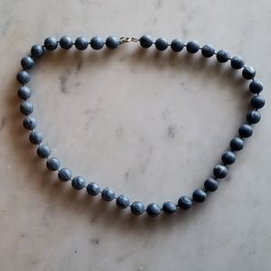 Vintage Blue Bead Necklace 18.5"